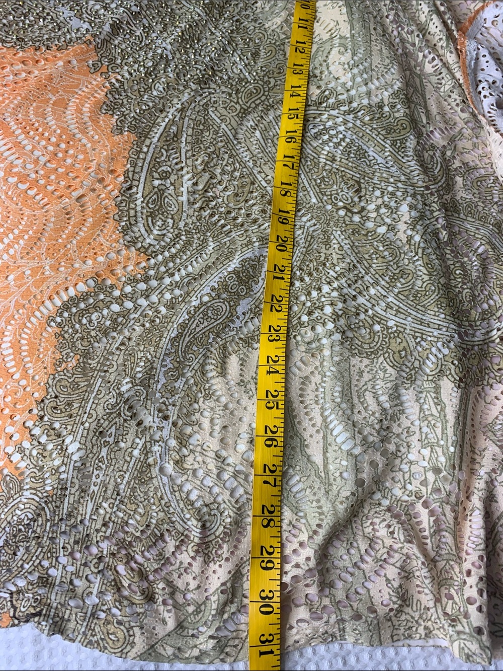 Reba Woman Flowy Boho Paisley dolman Beaded Tunic Top in Orange & Olive 3x USA - Picture 10 of 12